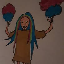 Native girl with candy floss hair